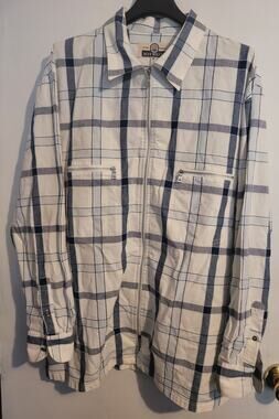 Blue Willi's Plaid Full Zip Shirt Natural Garments Mens XL| Minimalist Timeless